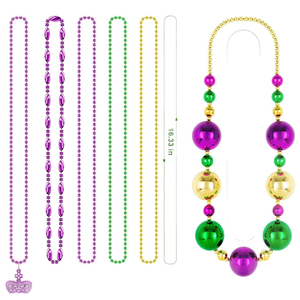 Conjunto <span class=keywords><strong>de</strong></span> Collares para Fiesta <span class=keywords><strong>de</strong></span> Mardi Gras, Cuentas Vibrantes en Morado, Verde y Dorado, Perfecto para Desfiles y Accesorios para Cabina <span class=keywords><strong>de</strong></span> Fotos - Product Image 3
