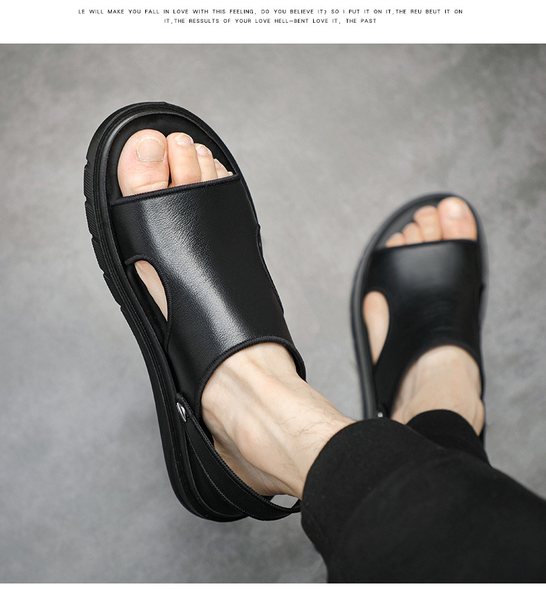 Men Slipper Sandal Shoes Summer Leather Sandals Men Beach Shoes Casual Slippers