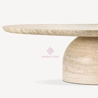 Ensemble table basse en travertin beige naturel de luxe Mobilier de maison design rond élégant pour hôtel Appartement Maison Tables