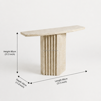 Table console sur mesure en travertin naturel cannelé, pièce d'appoint minimaliste pour couloir, idéale pour les projets d'aménagement intérieur de villas et d'hôtels