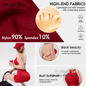 Ensemble de sport <span class=keywords><strong>2</strong></span> pièces sans couture pour femme : Soutien-gorge de sport dos nu et short taille haute push-up pour l'été - Product Image 6