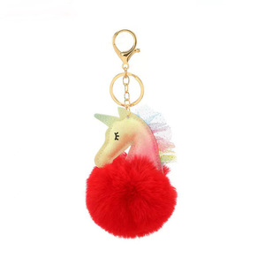 Vente en gros <span class=keywords><strong>Porte</strong></span>-clés <span class=keywords><strong>licorne</strong></span> mignon <span class=keywords><strong>Pompon</strong></span> Boule de fourrure <span class=keywords><strong>Porte</strong></span>-clés en peluche Sac à main souple Accessoires de charme pour femmes - Product Image 6