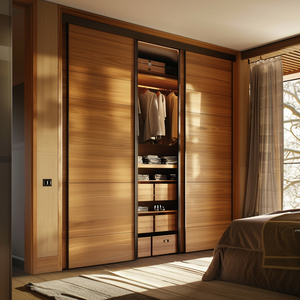 Light Oak Solid Wood <b>Wardrobe</b> Freestanding Waterproof Storage Closet Easy Clean Surface for Daily Bedroom Use - Product Image 5