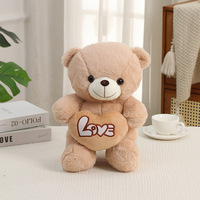 Ours en peluche Saint-Valentin en forme de cœur, style assis, rouge et rose, jouet en peluche doux et câlin