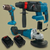 Kit combiné d'outils électriques sans fil 20V en acier inoxydable, perceuse à main alimentée par batterie au lithium, ensemble d'outils électriques portatifs pour bricolage domestique avec mallette