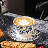 Ensemble de tasses à café en porcelaine de luxe pour événements personnalisés, café, restaurant, cappuccino, expresso, thé, avec soucoupe, ensemble de tasses à thé en céramique