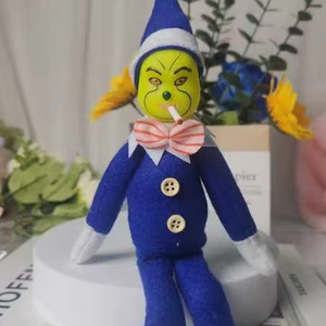 ตุ๊กตาเอลฟ์ตกแต่งคริสต์มาส สีเขียว สีแดง ตุ๊กตากรินช์ ตุ๊กตาโจ๊กเกอร์ ตุ๊กตาหัวกะโหลกมีเคราสีขาว ตุ๊กตาเอลฟ์หูยาวบนชั้นวางของ ตุ๊กตากรินช์ขนนุ่ม - Product Image 1