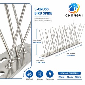 Piques <span class=keywords><strong>anti</strong></span>-oiseaux en acier inoxydable 304, installation facile, dissuasion des pigeons, 25 cm, 33 cm, 50 cm, matériau de qualité supérieure, résistant aux intempéries, utilisation en extérieur - Product Image 1