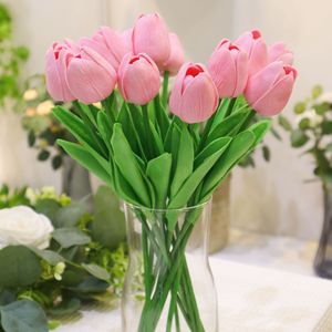 Mini Tulipanes Artificiales de Color Rosa Medio, Decoraciones para Bodas, Adornos para el Hogar, Flores de Seda, Decoración de Plantas - Product Image 1