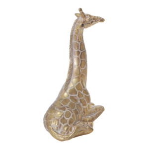 Scultura di Giraffa Seduta in Resina con Finitura Dorata, Decorazione per Casa e Ufficio, Elemento d'Accento per Mensole e Tavolini - Product Image 2