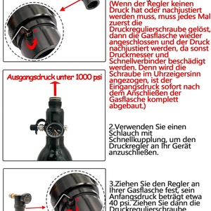 Régulateur d'air HPA Zimakyfa Micro MR GEN2 en alliage d'aluminium noir avec raccord femelle Foster US, tuyau droit, manomètre 300 psi, OEM - Product Image 6