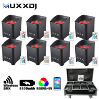 Projecteur LED PAR sans fil 6x18W RGBWA+UV avec batterie, contrôle WiFi et DMX pour éclairage de scène, mariages et fêtes