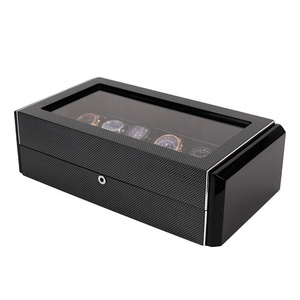 New Design Luxury Wooden Box Watch Display Box Carbon Fiber Paint 12 Slots Watch Organizer Box with Glass Top