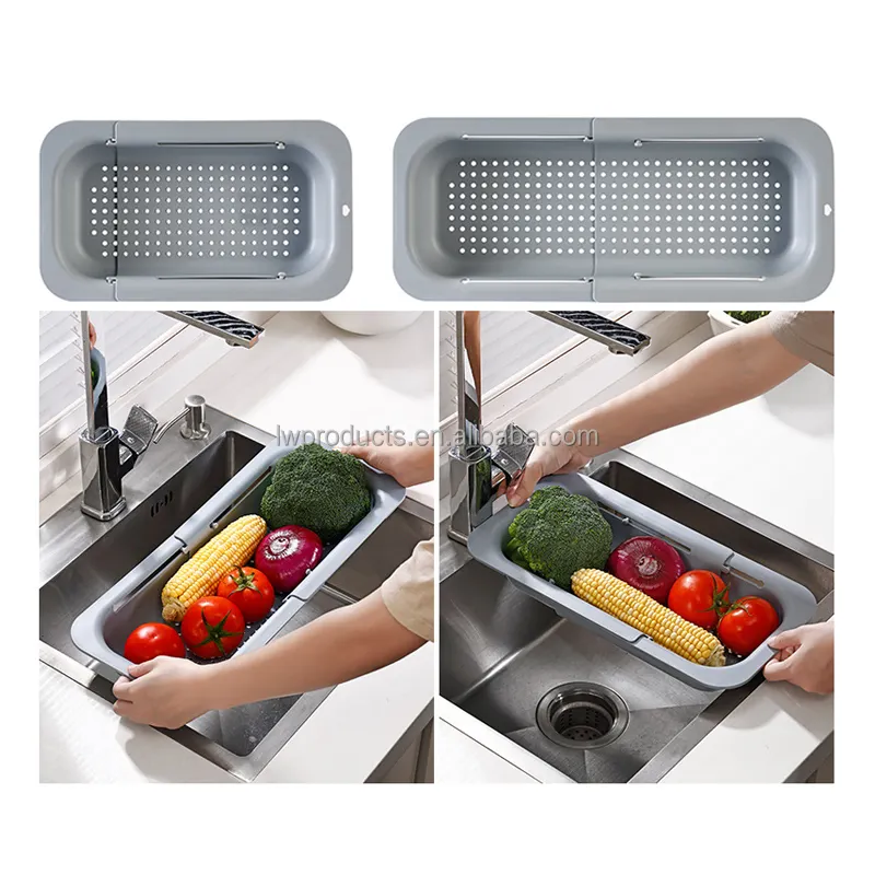 Accessoires de cuisine 2024 fruits légumes outils et gadgets extensible sur l'évier passoire pliable passoire en plastique passoire