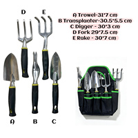 Ensemble d'outils de jardin en aluminium avec truelle, transplanteur, pelle, fourche et râteau
