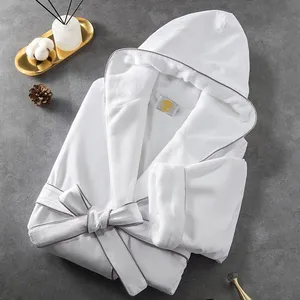Gaun pengantin Premium mewah Modern untuk pria wanita uniseks jubah mandi penyerap jubah Spa dengan tudung untuk Hotel