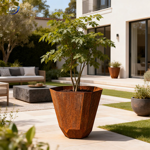 Macetas Modernas de Acero Corten para Exteriores, Diseño Geométrico Minimalista para Decoración de Centros Comerciales - Product Image 3