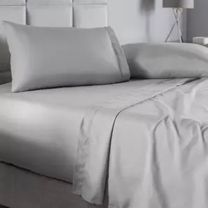 Parure de draps Viasoft en coton gris 2000 fils, drap-housse et drap plat avec taie d'oreiller, hypoallergénique, respirant, pour usage domestique - Product Image 3