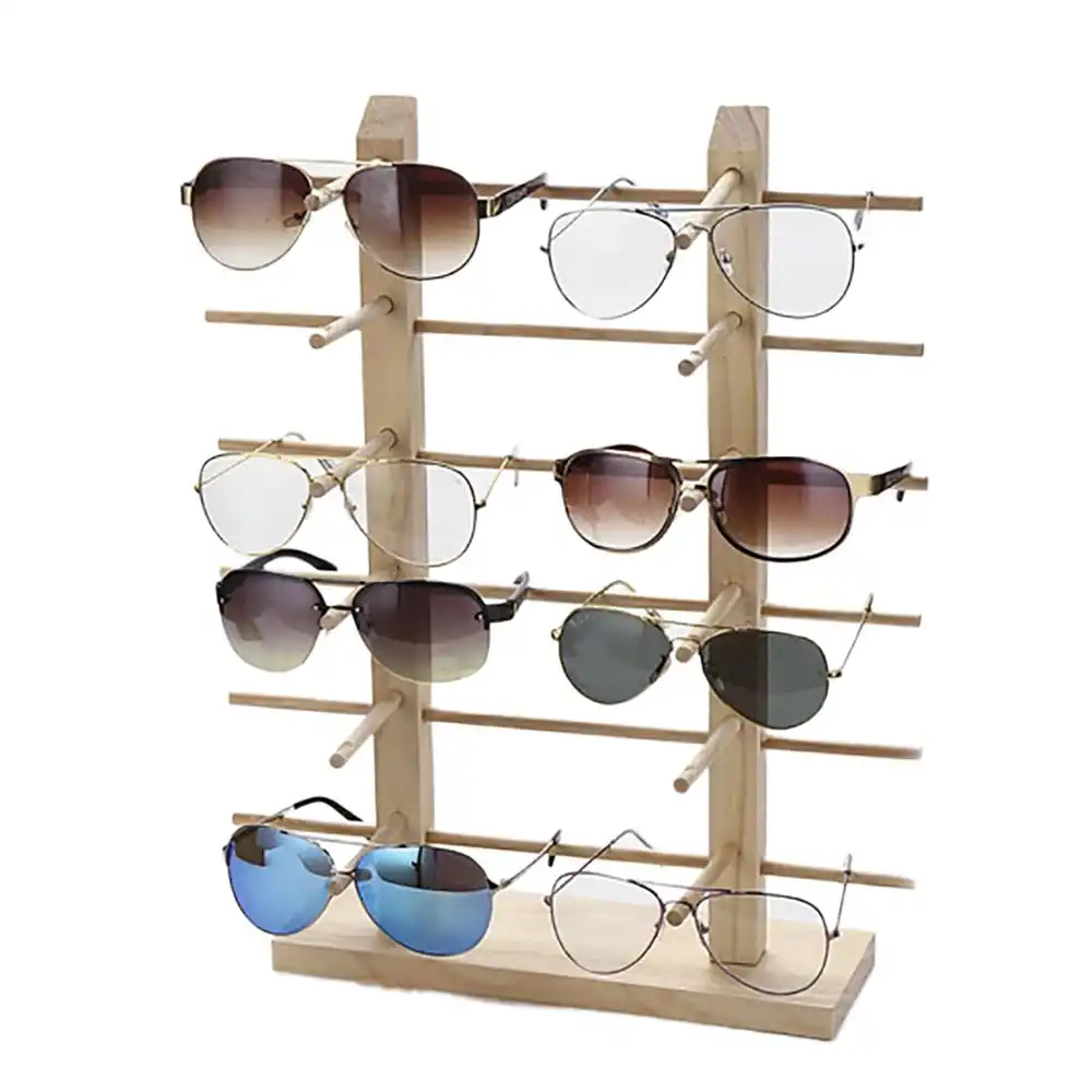 Múltiples capas de madera gafas pantalla estante gafas Mostrar soporte de soporte para múltiples parejas gafas escaparate