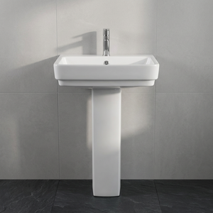 Lavabo sur pied en céramique de style granit carré européen moderne, design de créateur, pour salle de bain de centre commercial ou de villa - Product Image 2