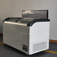 Congélateur à glace commercial 720L avec couvercle coulissant en verre, refroidissement direct, serrure de porte, congélateur horizontal pour restaurant