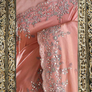 Saree en soie organza pure avec fil Zari paillettes travail et chemisier de style indien pour femmes pour les mariages et les fêtes - Product Image 3
