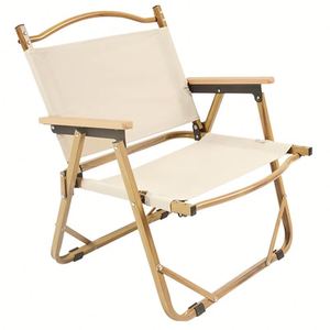Chaise pliante d'extérieur en toile, style bas et tendance, avec accoudoir en bois, pour le camping - Product Image 1