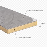 Panneau mural décoratif intérieur en PVC gris marbre grain de bois, étanche, taille personnalisée, en charbon de bambou, pour projets, vente en gros