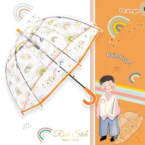 Rst Regenboog En Raindrop Kid Clear Paraplu Kinderen Baby Koepelvorm Paraplu