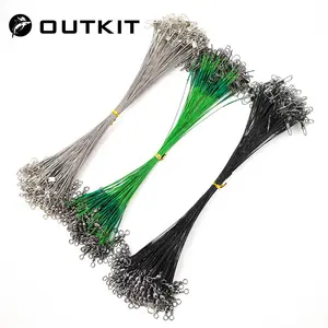 OUTKIT 20PCS/lot Fishing Lure Trace Rope Wire Leader Line Swivel Tackle Spinner Shark Spinning With 15CM, 20CM, 24CM, 30CM Pesca