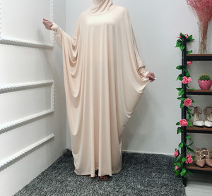 De moda de mangas de murciélago posando en color sólido para las mujeres musulmanas con capucha abaya vestido - Product Image 5