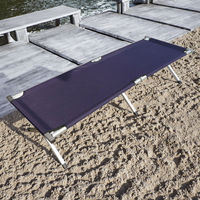 Lit de camping pliable moderne en alliage d'aluminium avec tissu Oxford, lit d'extérieur pliable