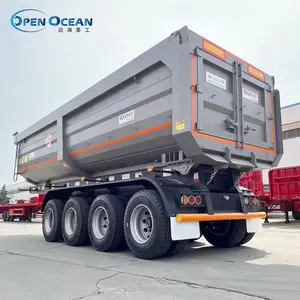 Desain baru 30 50 60t u-turn belakang 34 6 as roda belakang aluminium sisi kuat akhir Dump Semi Trailer