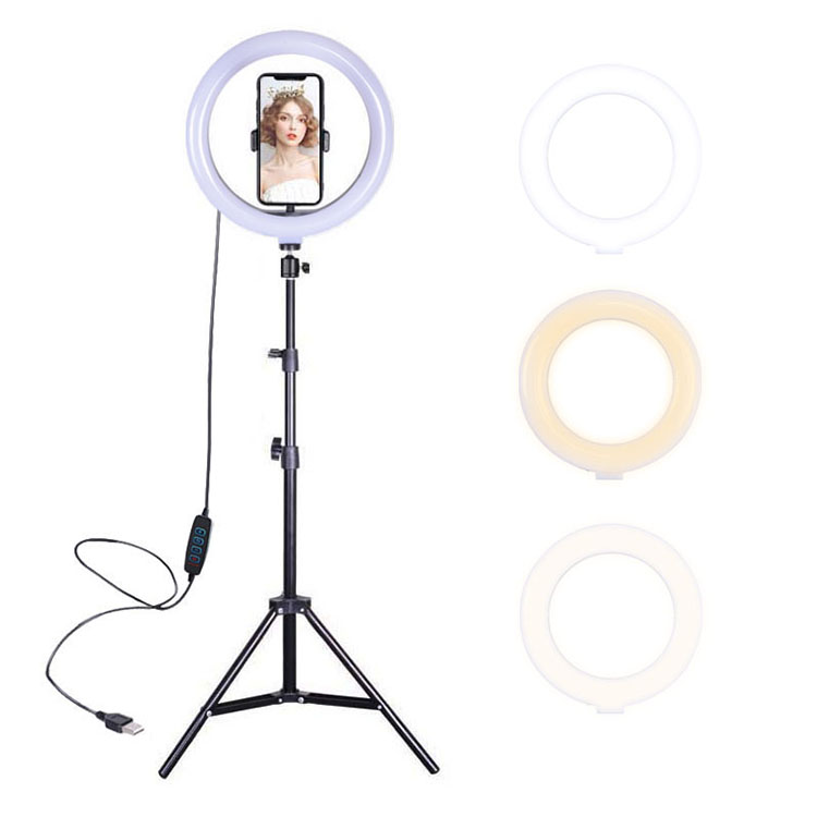 Professional live show tik tok broadcast ring fill light lamp 10W 10inch photo studio selfie led ring light with tripod stand