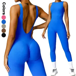 Custom 1 Piece Jumpsuit Seamless Skinny Bodysuit Women Tummy Control Scrunch Butt Workout Gym Yoga Activewear
