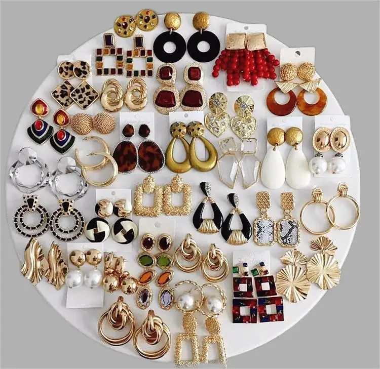 Wholesale Fashion Fine Jewelry Crystal Pearl Big Rhinestone Hoop Drop Earrings For Women Gold Plated Stud Earrings