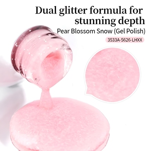 לק ג'ל לציפורניים TRIONE 2026 קולקציה חדשה בצבע פריחת אגס ושלג, מותג פרטי, שרף טבעי, ניתן להסרה, פתיתים, ג'ל UV לאומנות ציפורניים - Product Image 4