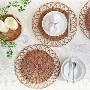 Placas y manteles individuales de mimbre rústicos ecológicos más vendidos, artesanías de mimbre de estilo floral hechas a mano directamente desde Vietnam - Product Image 5