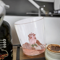 Verre à vin transparent unisexe en forme de cœur 3D haut de gamme, motif rose, résistant à la chaleur, simple paroi, grande capacité