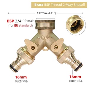 ข้อต่อสายยางรดน้ำสวน BSP หรือ NPT ขนาด 3/4 นิ้ว 16 มม. ตัวแยกสายยาง 2 ทาง ข้อต่อทองเหลือง ตัวแยกก๊อกน้ำแบบ Y ตัวแยก 2 วาล์ว - Product Image 3