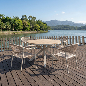 Ensemble de conversation moderne en <span class=keywords><strong>rotin</strong></span> pour patio avec table basse, mobilier de jardin, ensemble de salle à manger rond en osier pour extérieur, ensemble bistro de jardin - Product Image 1