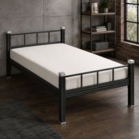 Lit simple en métal 900 mm, cadre en acier noir avec plateforme en bois pour dortoir scolaire, auberge, appartement locatif, salle du personnel et maison