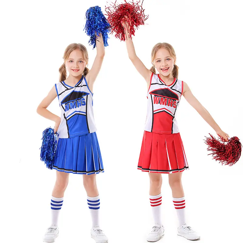 Kid Girls Frauen Cheerleading Kostüme Uniform Letter Print Tanz Cosplay Roleplay Top Rock mit Socken für Bühnen performance