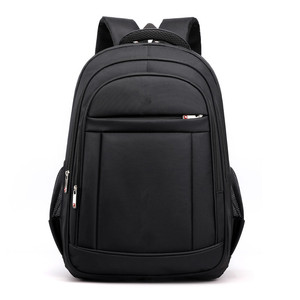 Student <b>Backpack</b> <b>15</b> <b>Inches</b> Black <b>Laptop</b> Bag For Men Business Travel Solid Color Interior Zipper Pocket - Product Image 1