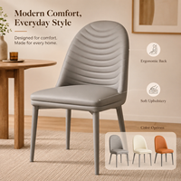 Chaise de salle à manger moderne et confortable, dossier en forme d'arc avec assise rembourrée et pieds recouverts de tissu pour coin repas, coin poke et coin café