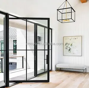 Steel Windows Fram Interior Glass Door Skin Panel Pivot Glass Doors For Houses Panoramic Oversized Entry Doors