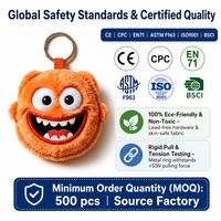 Porte-clés en peluche personnalisé d'usine OEM ODM, jouet en peluche amusant orange, mascotte en peluche à grands yeux pour entreprise et marque