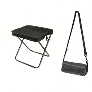 Portable Folding <b>Stool</b> Oxford Fabric Metal Foldable Pocket Chair With Shoulder Strap for <b>Garden</b> Use - Product Image 1