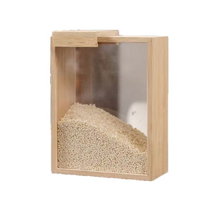 Caja de Almacenamiento de Arroz de Madera, Rectangular, con Tapa Transparente, a Prueba de Humedad, Contenedor de Granos para Cocina - Product Image 5