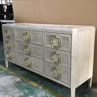 Commode murale blanche à 9 tiroirs en bois pour chambre et salon